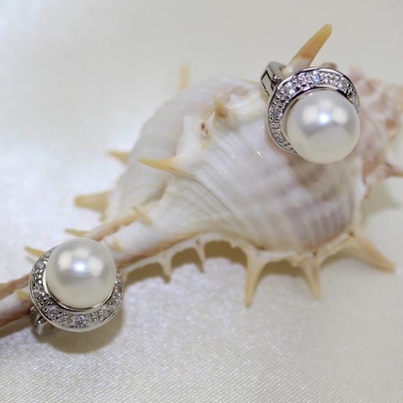 NEW Natural Pearl Silver Earrings Stamped S925 - Picture 4 of 7